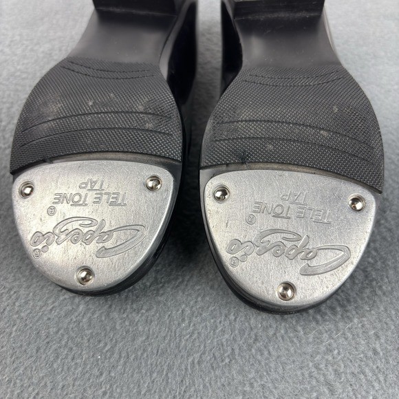 Capezio Tap Shoes Kids/Youth Sz 1 Black Patent Leather Mary Jane Dance Tele Tone - Picture 8 of 10